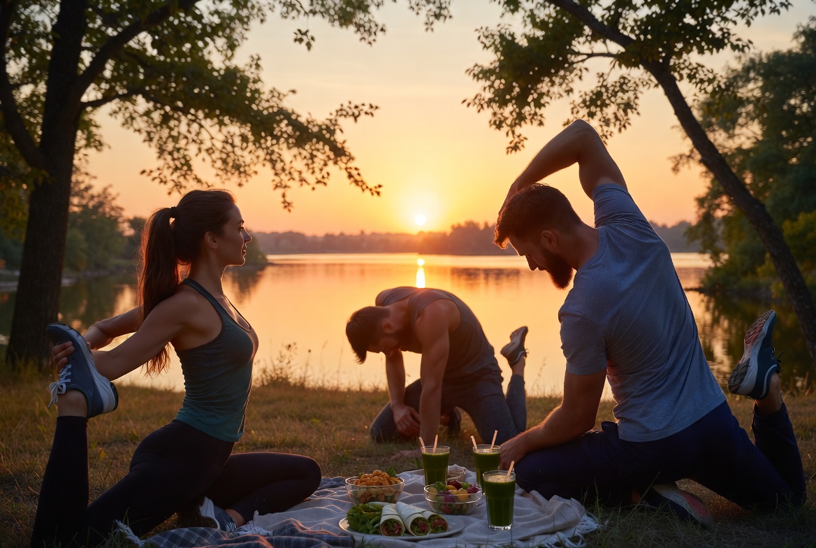Notebook and morning tea on a soft pastel desk